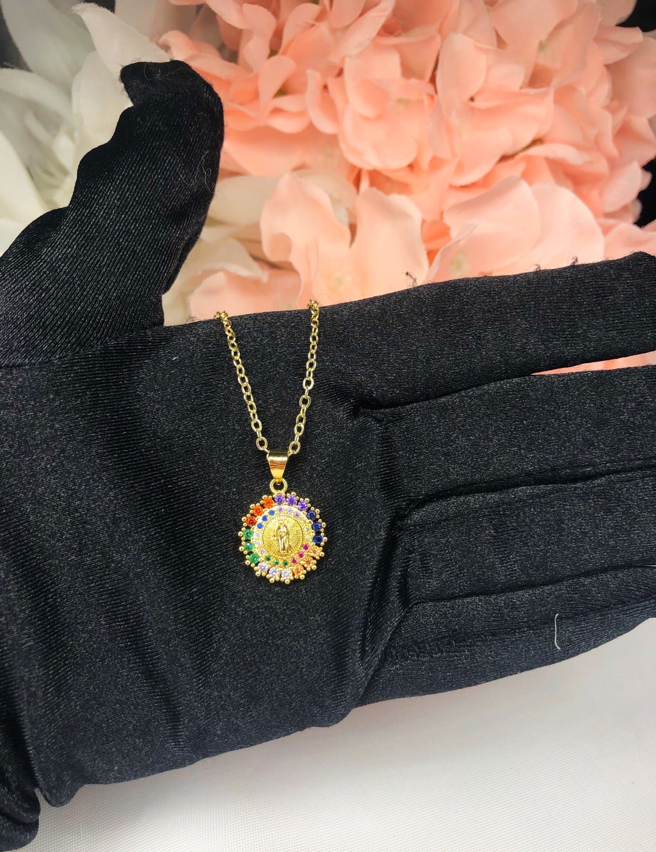 Multicolored Virgin Mary Necklace