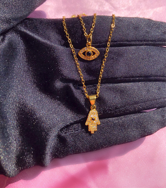 Evil Eye & Hamsa Hand Layered Set